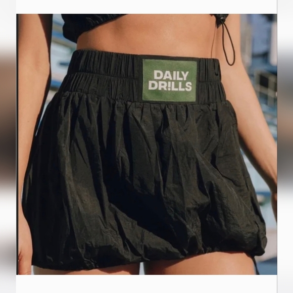 Daily Drills Pants - Daily Drills Black Bubble Mini Skort